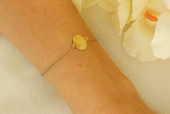 Pozłacana bransoletka srebrna 925 B 0824-GOLD z okrągłą blaszką 1,1 cm. Lekka 1,30 g, długość 17 cm + 3 cm regulacji, zapięcie na karabińczyk. Elegancka, modna i idealna na prezent.3.jpg